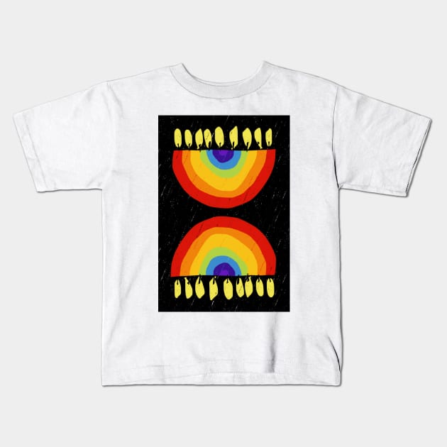 Rainbow Chanukiah Black Print Kids T-Shirt by TillaCrowne